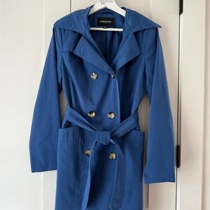 London Fog Women's Small Blue Double Breasted Trench Coat